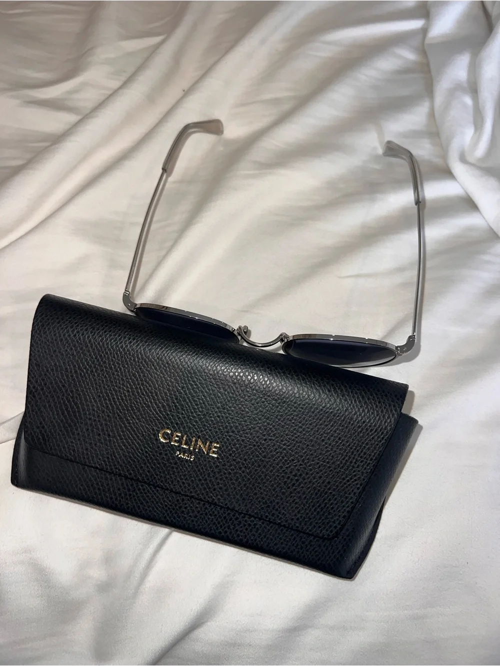 Celine Gold Frame Round Sunglasses with Gray Lenses